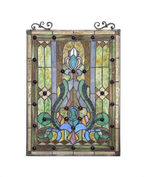 Hand Crafted "CARINA" Tiffany-style Victorian Glass Window Panel 18x25