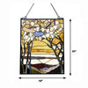 Hand-cut AUTUMN VALLEY Tiffany-Style Floral Stained Glass Window Panel 25" Height