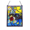 Lighting ROSE Floral-Style Black Finish Stained Glass Window Panel 24" Tall