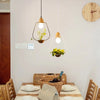 Rustic Glass Bowl Pendant Light with Wood Base for Dining, Cafe, and Bar Décor