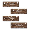 4 Pieces Farmhouse Wooden Sign Family Love Faith Hope wall art decor