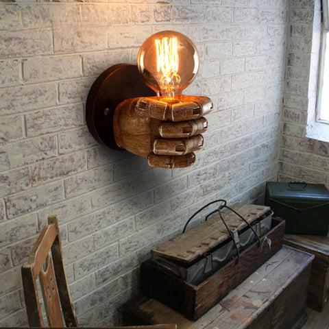 European Style Resin Fist Wall Lamp: Left or Right Hand Design