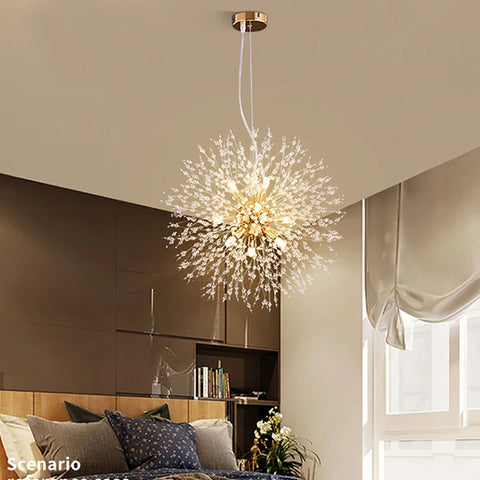 Dazzling Dandelion: LED Fireball Crystal Pendant for a Magical Ambience