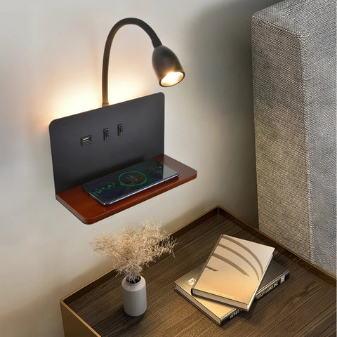 Modern Rotating Wall Lamp with USB & Wireless Charging