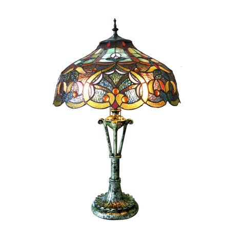 ALESSANDRA Tiffany-style 2 Light Victorian Table Lamp 17" Shade
