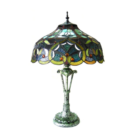 ALESSANDRA Tiffany-style 2 Light Victorian Table Lamp 17" Shade
