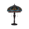 Hand-cutDOLORIS Tiffany-Style Victorian Stained Glass Table Lamp 17" Width