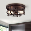 CHLOE Lighting IRONCLAD Industrial 2 Light Oil Rubbed Bronze Ceiling Flush Fixture 12" Wide