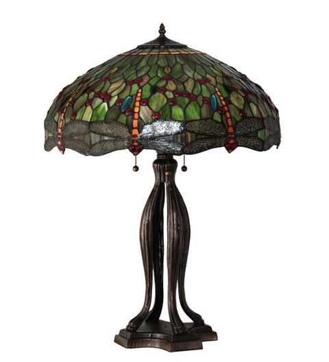 30" High Tiffany Hanginghead Dragonfly Table Lamp