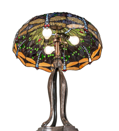 33" High Tiffany Hanginghead Dragonfly Table Lamp