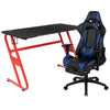 Flash Furniture Red Gaming Desk with Cup Holder/Headphone Hook & Blue Reclining Gaming Chair with Footrest - Fort Decor
