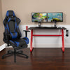 Flash Furniture Red Gaming Desk with Cup Holder/Headphone Hook & Blue Reclining Gaming Chair with Footrest - Fort Decor