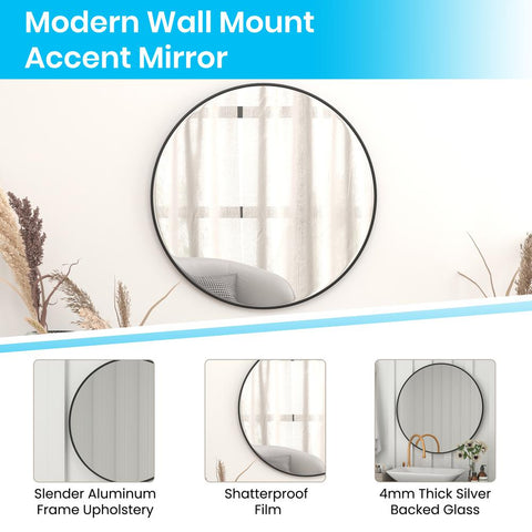 36" Round  Metal Framed Wall Mirror - Fort Decor