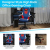Ergonomic PC Office Computer Chair - Adjustable Red & Blue Designer Gaming Chair - 360 Swivel - Red Dual Wheel Casters - Fort Decor