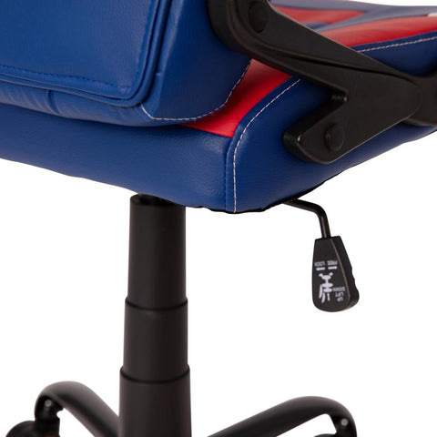 Ergonomic PC Office Computer Chair - Adjustable Red & Blue Designer Gaming Chair - 360 Swivel - Red Dual Wheel Casters - Fort Decor