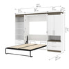 Orion 118W Full Murphy Bed and Multifunctional Storage with Drawers (119W) in white & walnut grey - Fort Decor