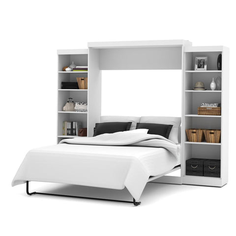 Pur Queen Murphy Bed and 2 Storage Units (115W) in white
