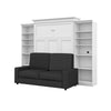 Versatile 4-Piece Queen Wall Bed, Two Storage Units and Sofa Set - White & Grey - Fort Decor
