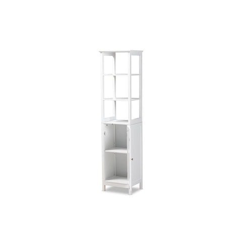 Baxton Studio Beltran Modern and Contemporary White Finished Wood Bathroom Storage Cabinet - Fort Decor
