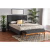 Baxton Studio Valencia Mid-Century Modern Dark Grey Fabric Upholstered King Size 2-Piece Bedroom Set