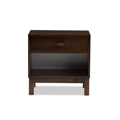 Deirdre Modern and Contemporary Brown Wood 1-Drawer Nightstand - Fort Decor