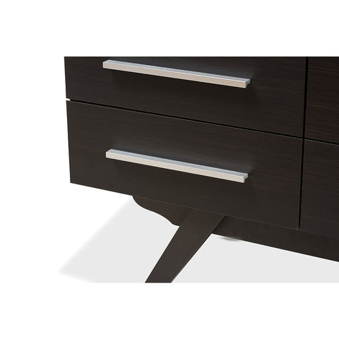 Auburn Mid-Century Modern Espresso Brown Finished Wood 6-Drawer Dresser