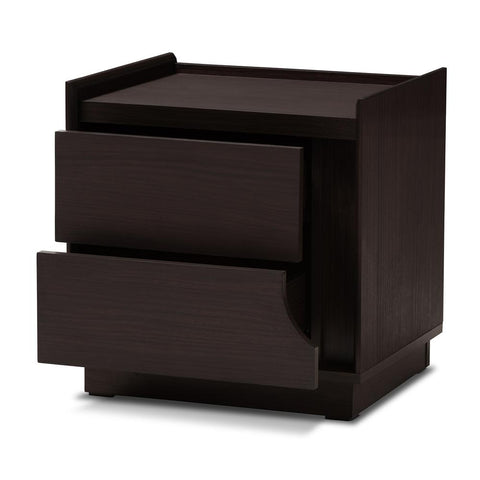 Larsine Modern and Contemporary Brown Finished 2-Drawer Nightstand - Fort Decor
