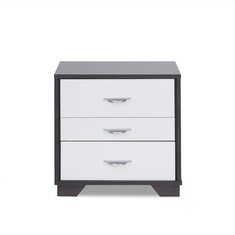 Eloy 19'' Tall 3 - Drawer Nightstand in White & Black - Fort Decor