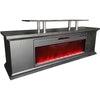 72 Inch Media Fireplace with Faux Glass Beads in Black - Fort Decor