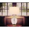 3 way Bancroft glass table lamp with hardback taper drum fabric shade - Fort Decor