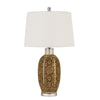 150W 3 way Olive ceramic table lamp with hardback taper fabric - Fort Decor