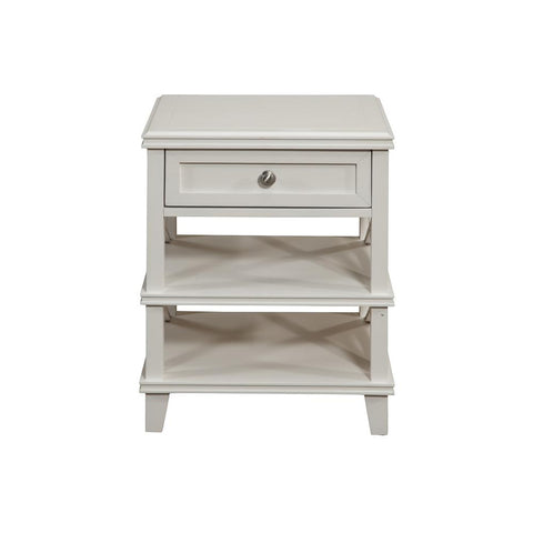 White 1 Drawer With Shelves Nightstand - Fort Decor