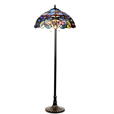 NORA Tiffany Style Victorian 2 Light Floor Lamp 18" Shade - Fort Decor