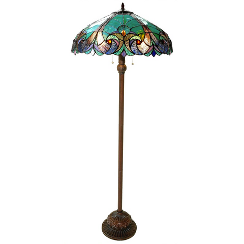 LIAISON Tiffany-style 2 Light Victorian Floor Lamp 18" Shade - Fort Decor