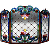 Tiffany-glass 3pcs Folding Victorian Fireplace Screen 44" Wide