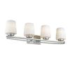 OLIVIA Contemporary 4 Light Brushed Nickel Bath Vanity Light Etched White Glass 31" Wide - Fort Decor