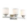 Contemporary 3 Light Brushed Nickel Bath Vanity Light Opal White Glass 23" Wide - Fort Decor
