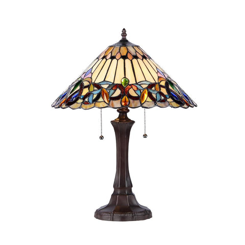 AMBROSE Tiffany-style 2 Light Victorian Table Lamp 16" Shade - Fort Decor