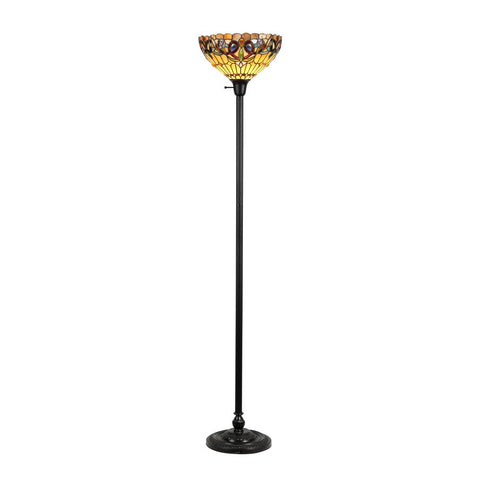SERENITY Tiffany-style 1 Light Victorian Torchiere Floor Lamp 14" Shade - Fort Decor