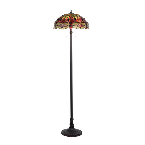 EMPRESS Tiffany-style 2 Light Dragonfly Floor Lamp 18" Shade - Fort Decor