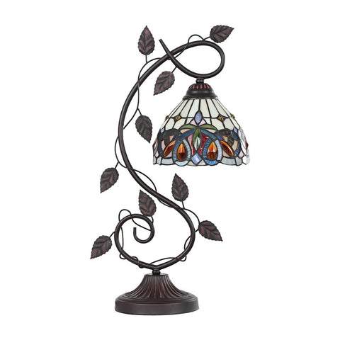 CHLOE Lighting SERENITY Victorian Tiffany-style Dark Bronze 1 Light Table Lamp 8" Wide