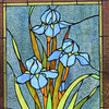 CHLOE Lighting BLUE IRIS Floral Tiffany-Style Stained Glass Vertical Hanging Window Panel 25" Tall - Fort Decor