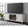 Martin Svensson Home Del Mar 70" TV Stand with Electric Fireplace, White and Grey - Fort Decor