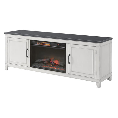 Martin Svensson Home Del Mar 70" TV Stand with Electric Fireplace, White and Grey - Fort Decor