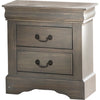Classic Gray Wash Finish 2 Drawer Wooden Nightstand - Fort Decor