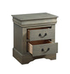 Classic Gray Wash Finish 2 Drawer Wooden Nightstand - Fort Decor