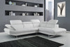 Sectional Chaise On Right When Facing White Top Grain Italian Leather Adjustable Headrest Couch
