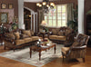37"x93"x42" 2-Tone Brown PU Chenille Upholstery Wood Sofa With 5 Pillows