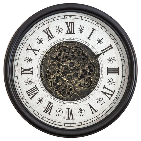 Classic Chic Clock with Gears Black and White Wall Clock - Fort Decor