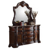 Barney Traditional Walnut Dresser and Mirror With Marble - Fort Decor